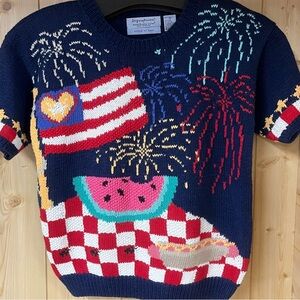 Vintage Signature Northern Isles Knitted Sweater Small July 4th Patriotic